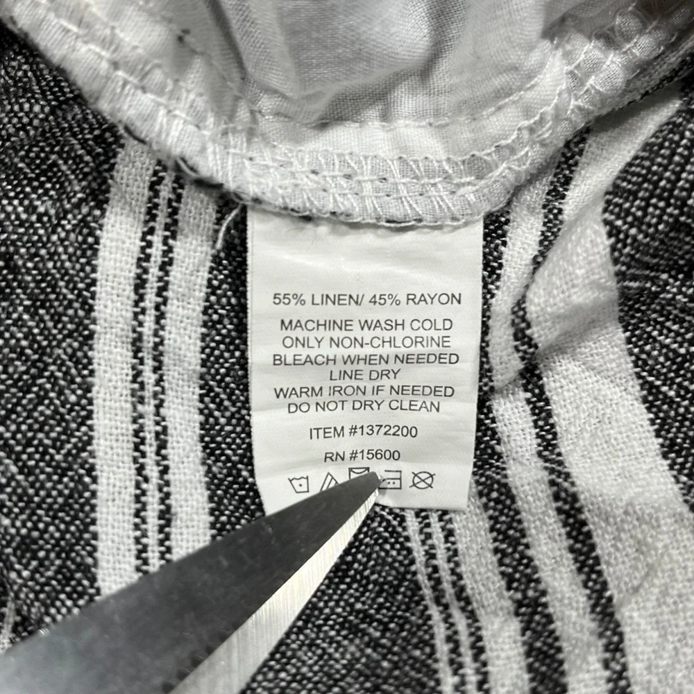 Briggs Fisherman Coastal Linen Blend Wide Leg Boho Stripe Pants Womens XL Resort - Picture 9 of 10